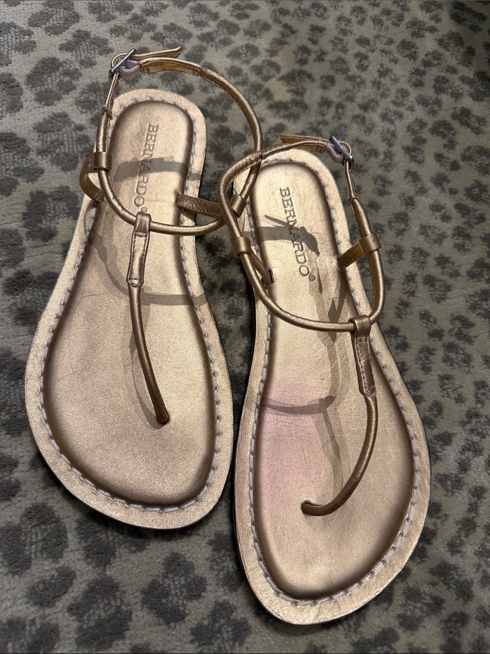 Bernardo Gold Metallic T-Strap Sandals